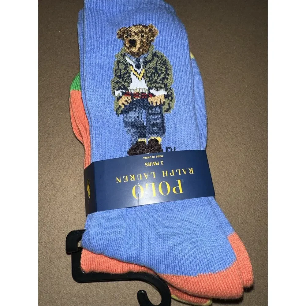 Polo Ralph Lauren Men's Classic Crew Sock Vacation/casual Bear 2 Pair 6-12.5